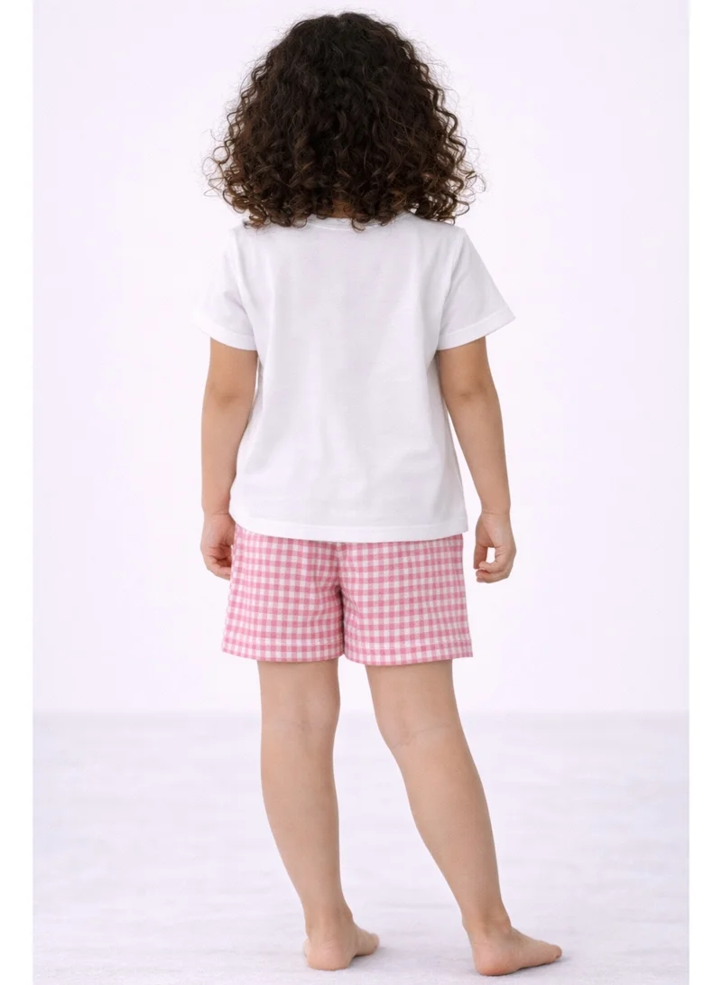 فكتور اند جين Girls’ Pajama Set – “Picnic Day” Graphic T-Shirt & Gingham Shorts